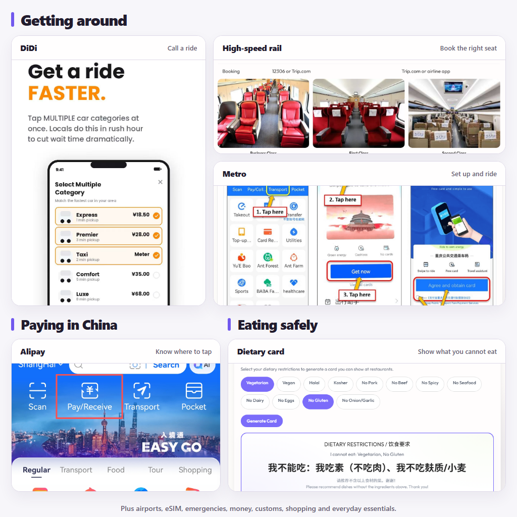 Preview of the trisAino Guide dietary card tool with English and Chinese text