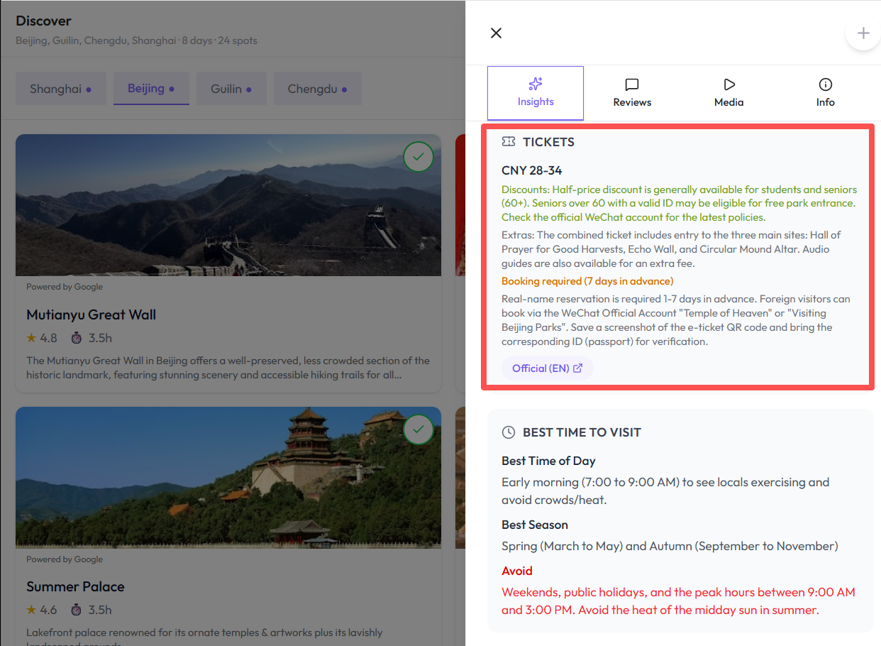 trisAino Attraction Booking Tool
