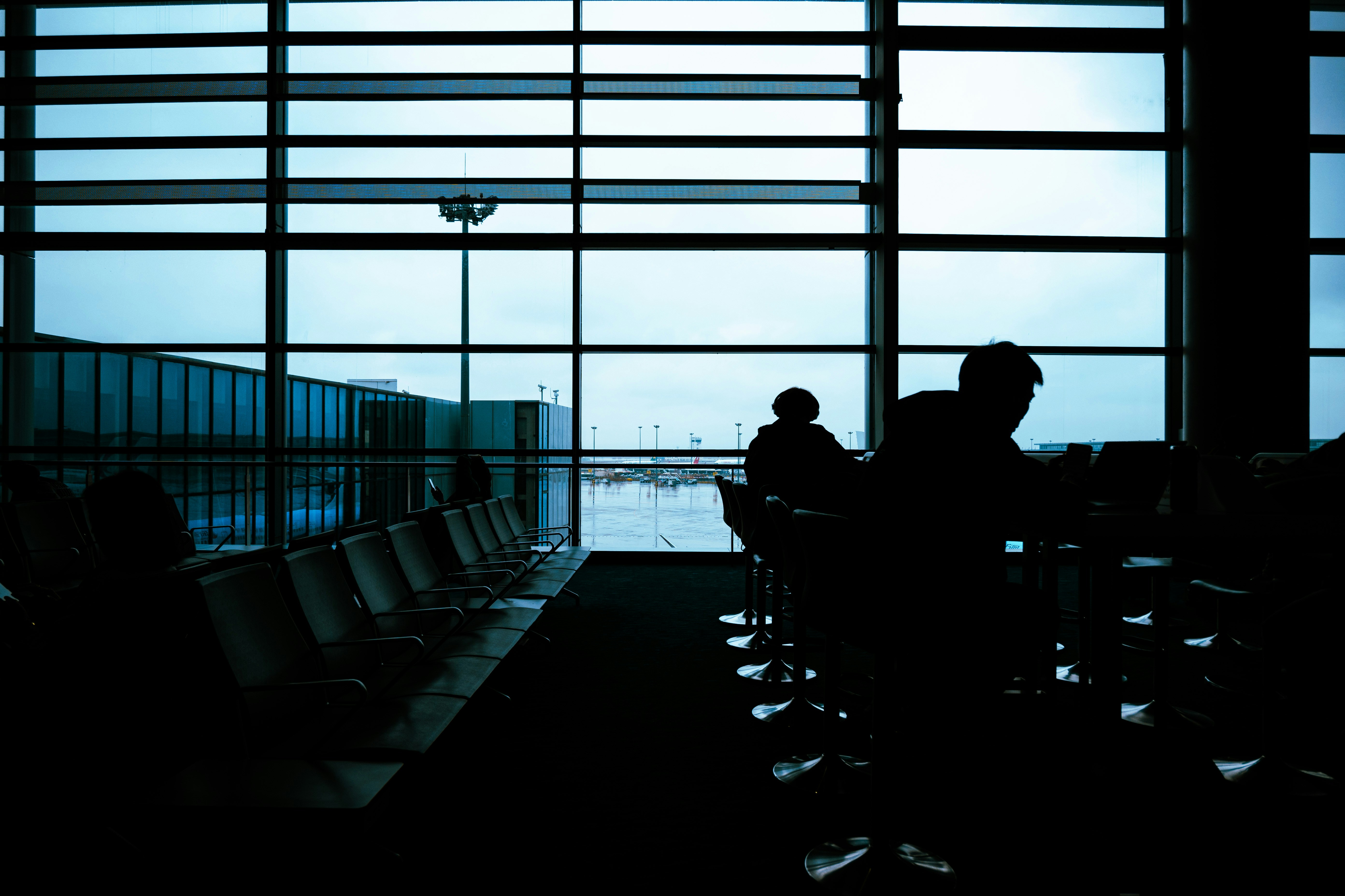 Travelers waiting at Shanghai Pudong Airport