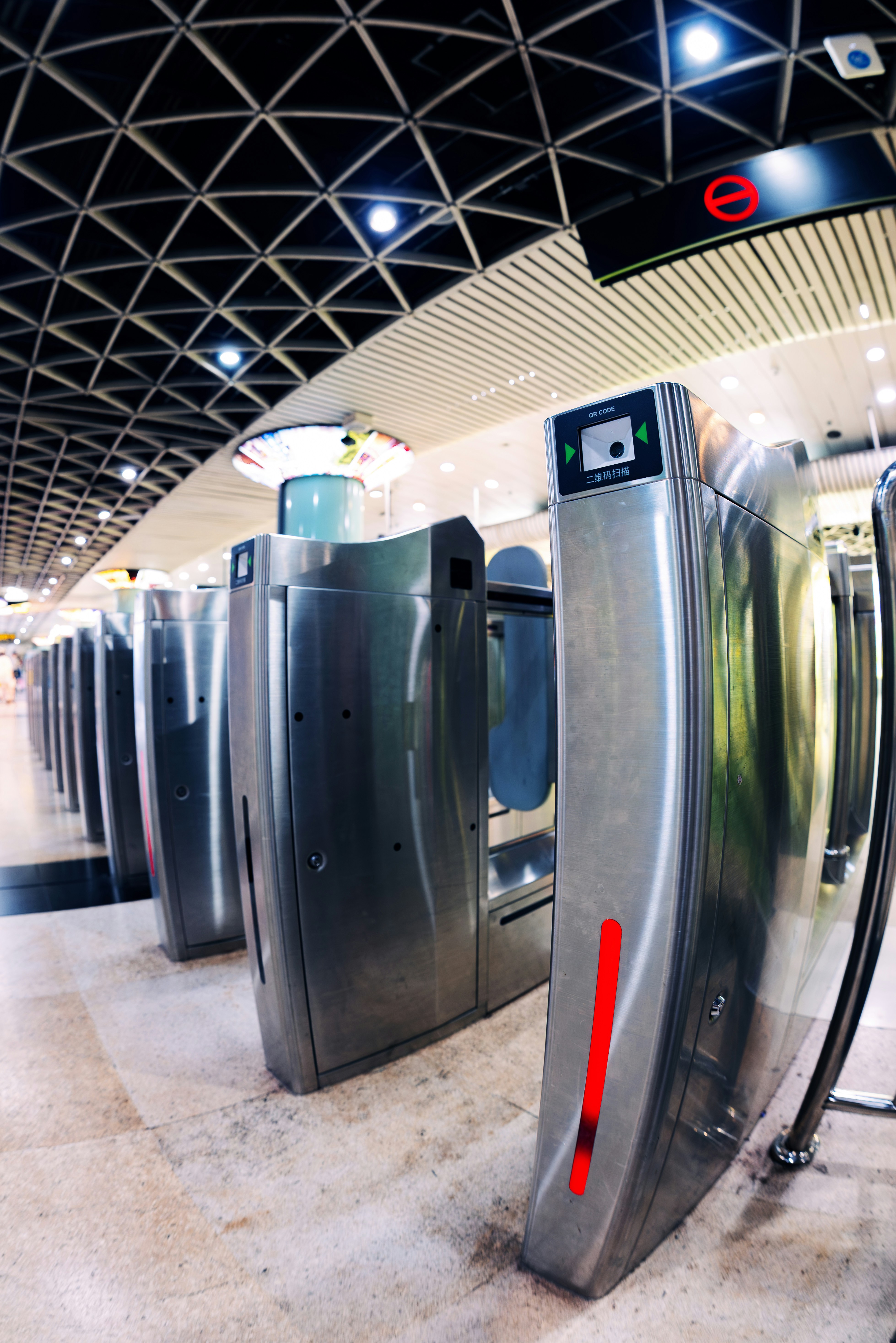 Turnstiles at a metro station