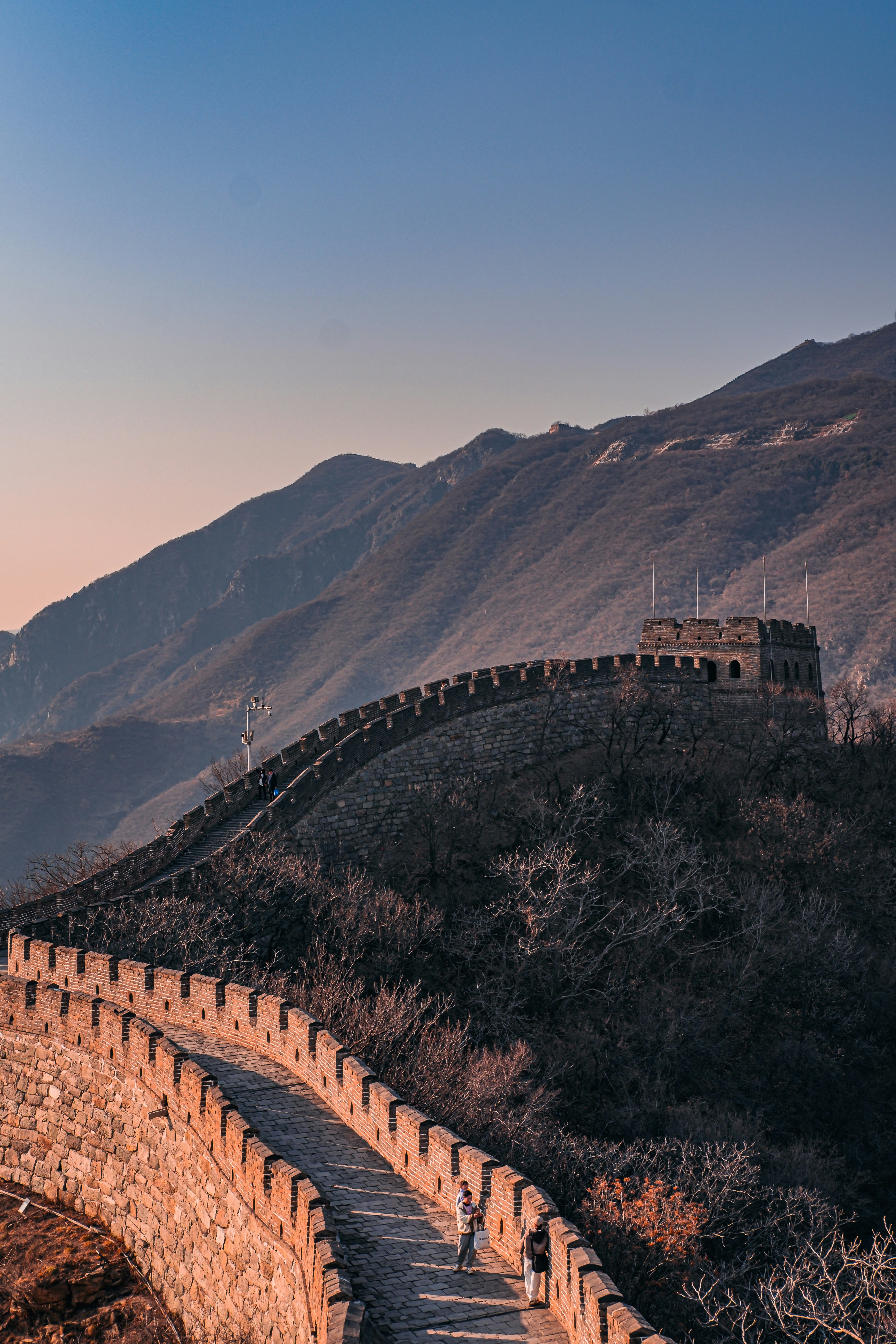 Travelers walking on the Great Wall of China