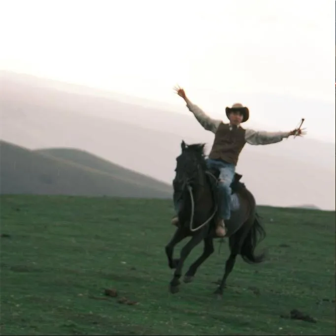 Horseback activity in an open summer landscape